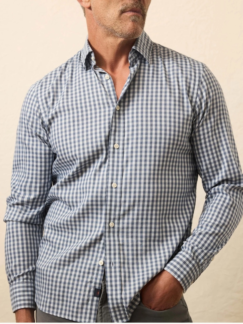 Faherty Movement Blue Plaid Performance Button Down Shirt Men’s Large